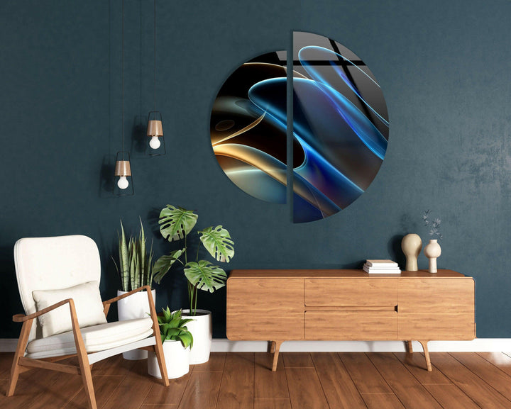 Round 2 Piece Black & Blue Glass Wall Art art glass wall art, glass wall art pictures
