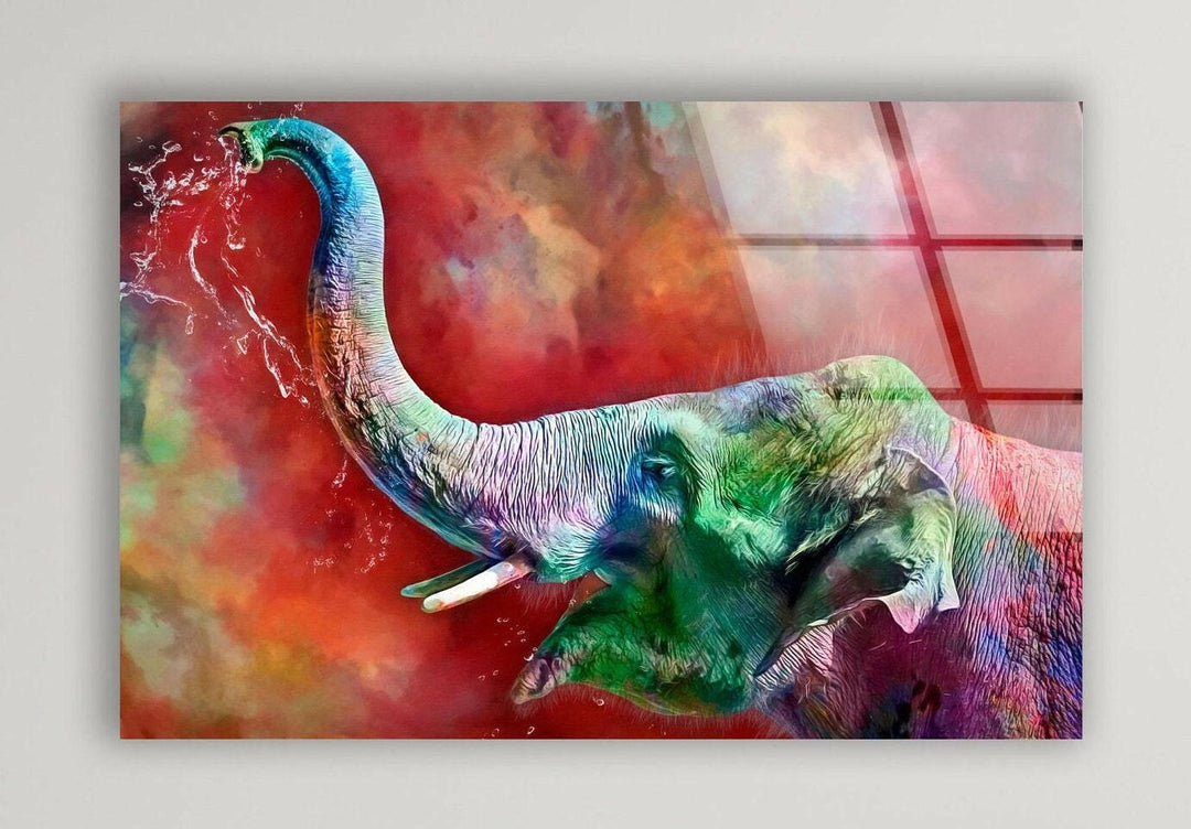 Colored Elephant Glass Wall Art picture on glass wall art, photos printed on glass