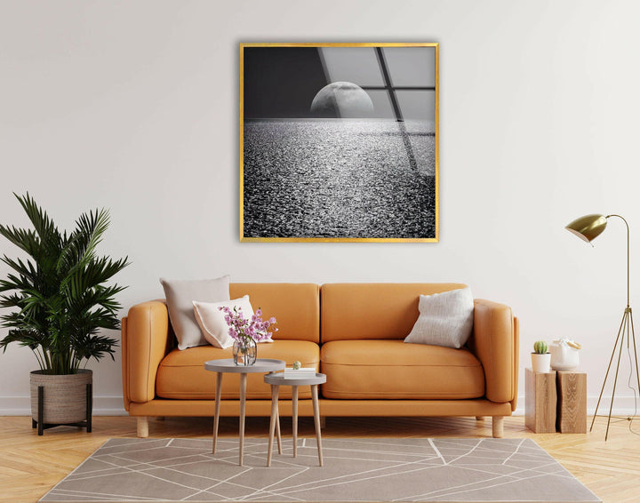 Silver Moon Reflection on the Water – A Captivating Glass Print
