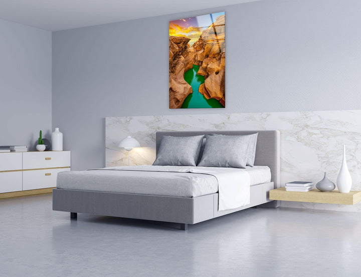 Modern home decor featuring an artistic aerial view of a breathtaking canyon.
