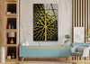 Golden Sparkle Tree Tempered Glass Wall Art