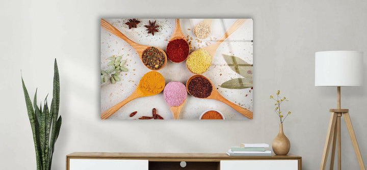 Mix Indian Spices Glass Wall Art, large glass photo prints, glass wall photos