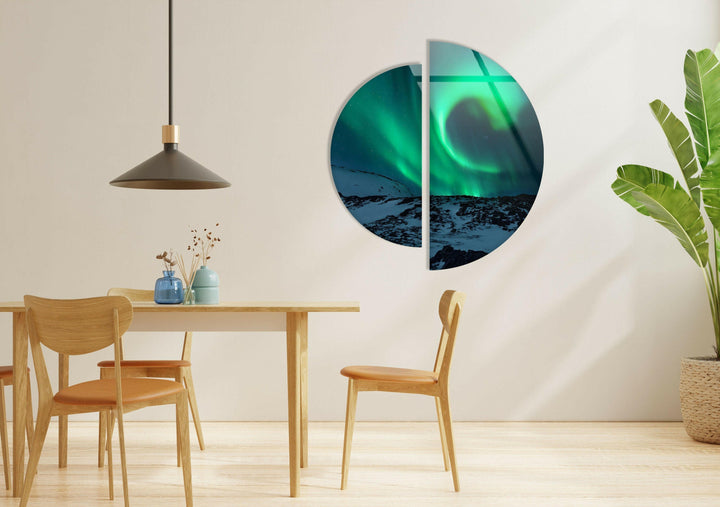 Round 2 Piece Aurora Borealis Glass Wall Art glass image printing, glass prints from photos
