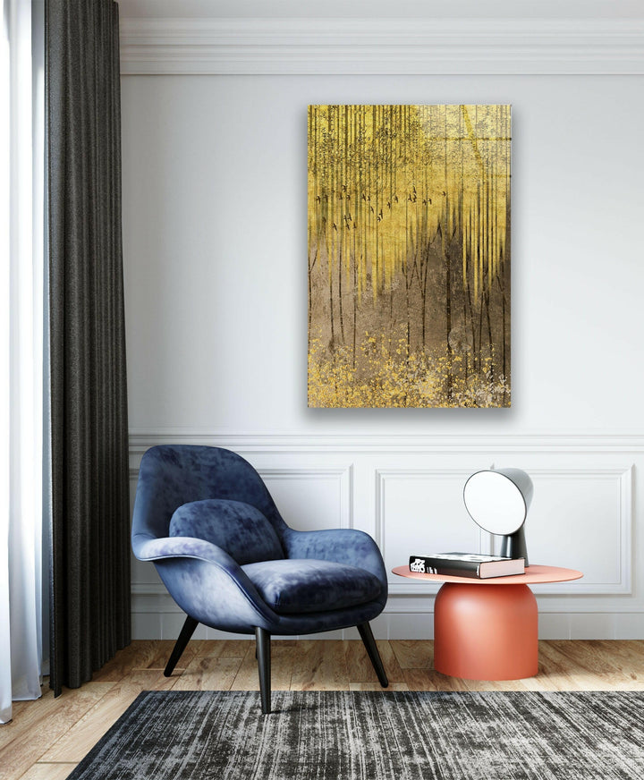 Golden Forest Glaswandkunst