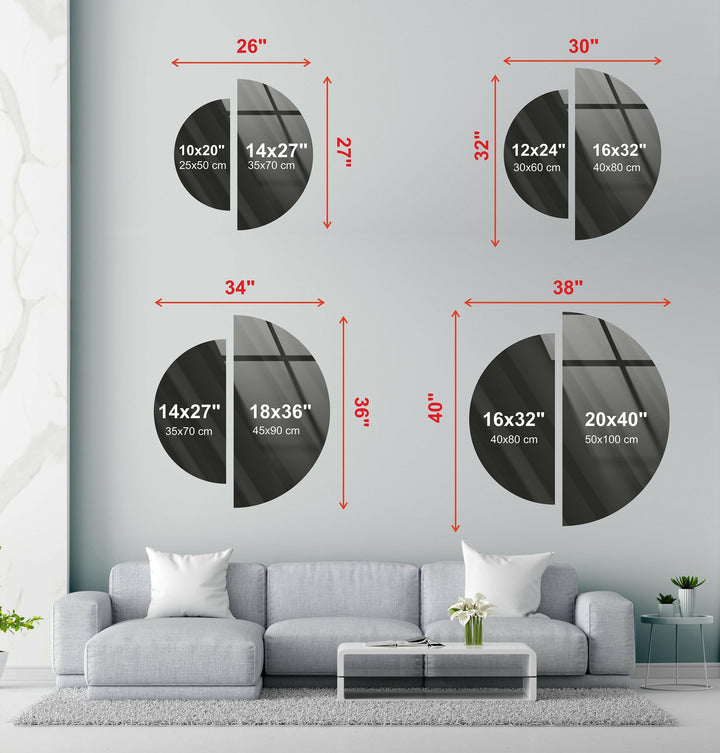 Rundes 2-teiliges Wandbild aus Glas in Schwarz und Gold