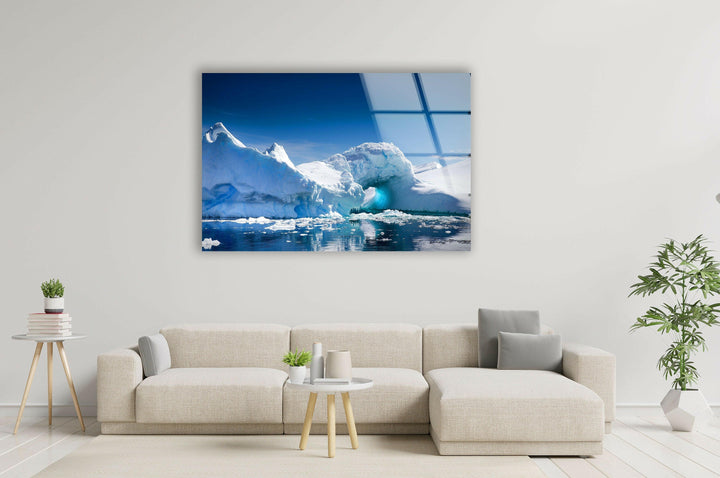 Elegant coastal-themed glass wall art highlighting the purity of Arctic waters.
