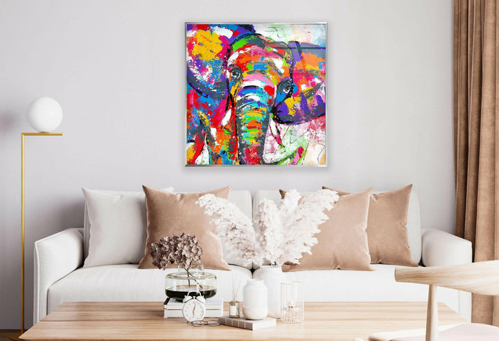 Colored Elephant Art Glass Wall Art glass pictures for Wall, glass prints wall art