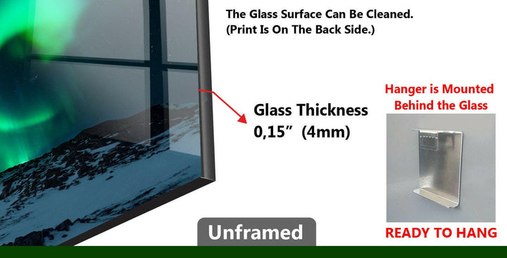 Rundes 2-teiliges Wandbild aus Glas mit Aurora Borealis-Motiv