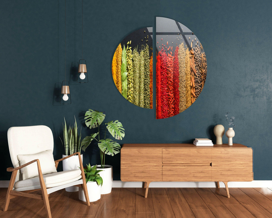 Round 2 Piece Spice & Herbs Glass Wall Art glass photo prints, glass picture prints
