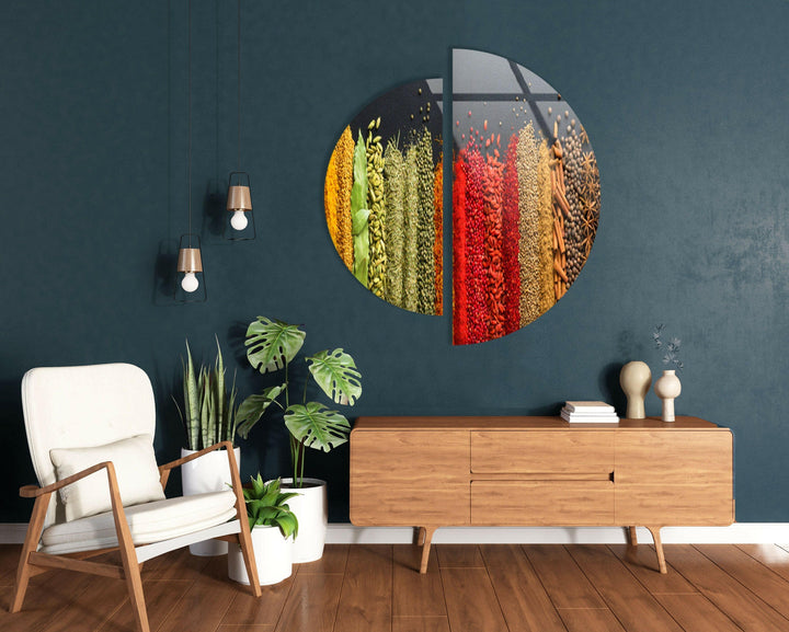 Round 2 Piece Spice & Herbs Glass Wall Art glass photo prints, glass picture prints
