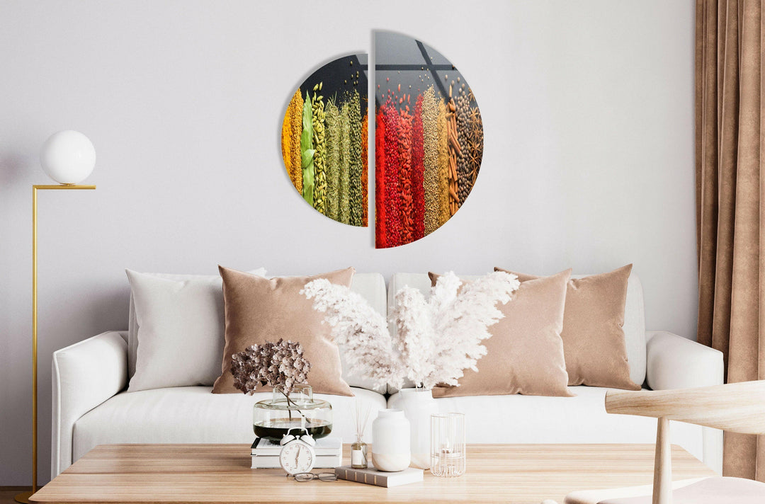 Round 2 Piece Spice & Herbs Glass Wall Art glass pictures for Wall, glass prints wall art
