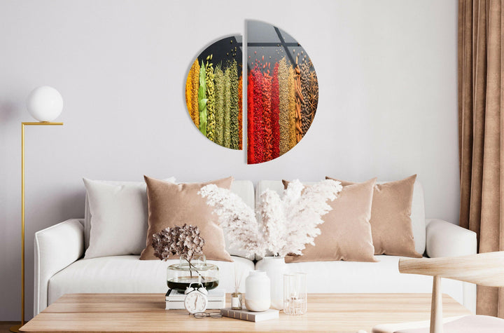 Round 2 Piece Spice & Herbs Glass Wall Art glass pictures for Wall, glass prints wall art
