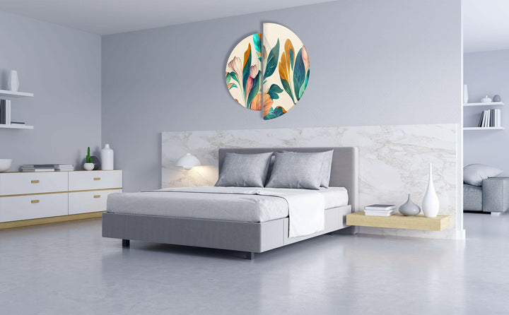 Round 2 Piece White Flower Glass Wall Art photo print on glass, prints on glass wall art
