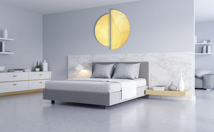 Round 2 Piece Shiny Yellow Glass Wall Art art glass wall art, glass wall art pictures
