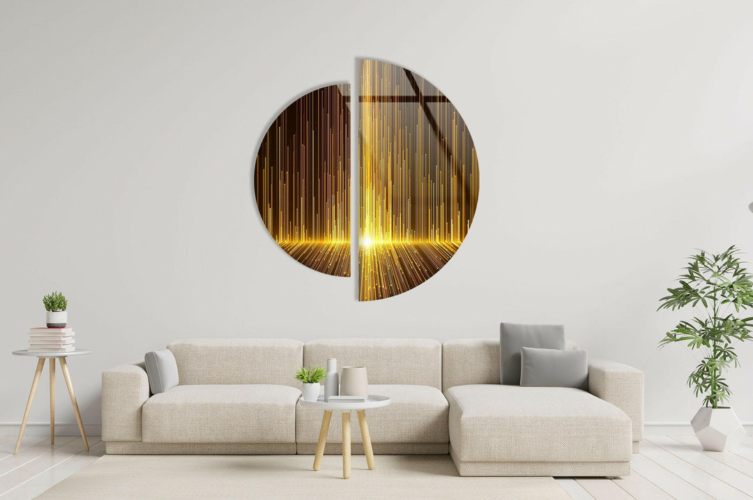 Round 2 Piece Black & Gold Glass Wall Art glass image printing, glass prints from photos
