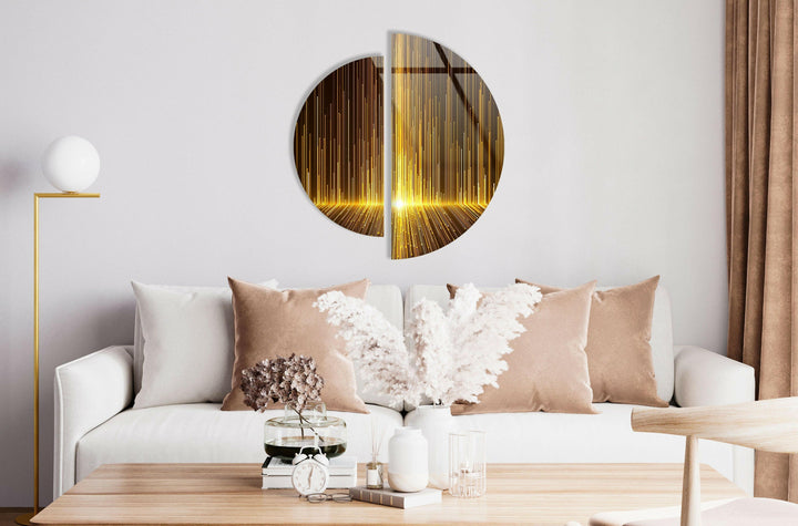 Round 2 Piece Black & Gold Glass Wall Art Glass Printing Wall Art, Print photos on glass
