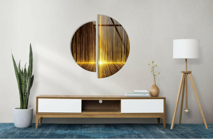Round 2 Piece Black & Gold Glass Wall Art glass photo prints, glass picture prints
