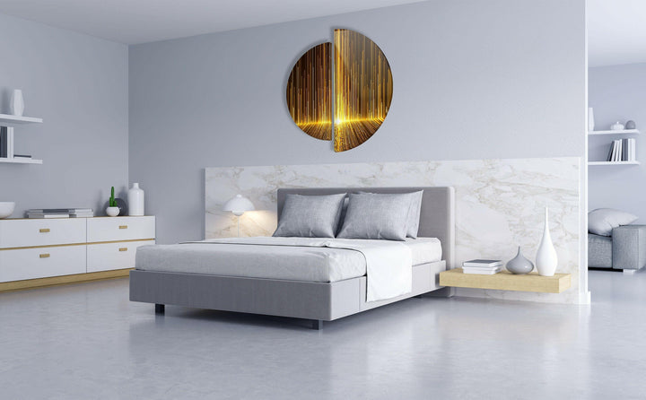 Round 2 Piece Black & Gold Glass Wall Art glass pictures for Wall, glass prints wall art
