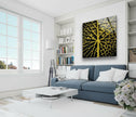 Golden Sparkle Tree Tempered Glass Wall Art
