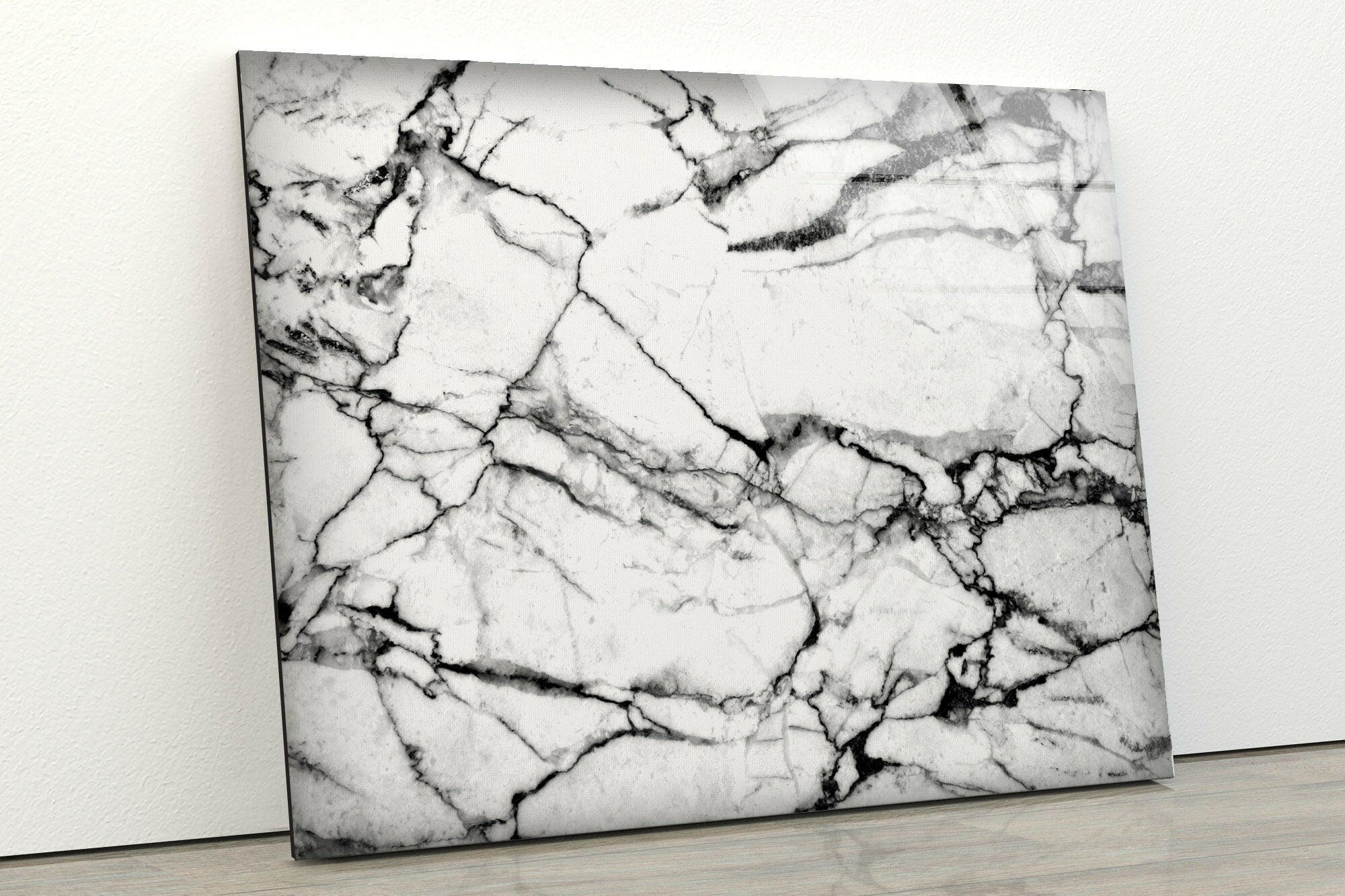 White Marble Tempered Glass Wall Art