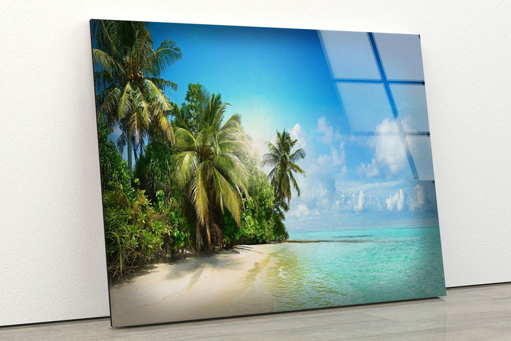 Tropische Strandlandschaft, Glaswandkunst