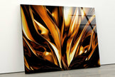 Golden Abstract Tempered Glass Wall Art
