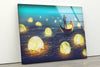 Moon View on Sea Tempered Glass Wall Art
