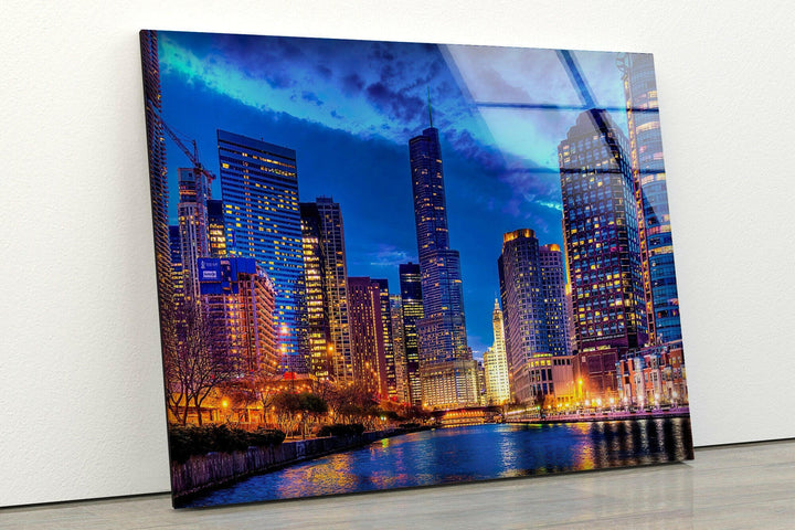 Chicago City View Glass Wall Art, glass image printing, glass prints from photos