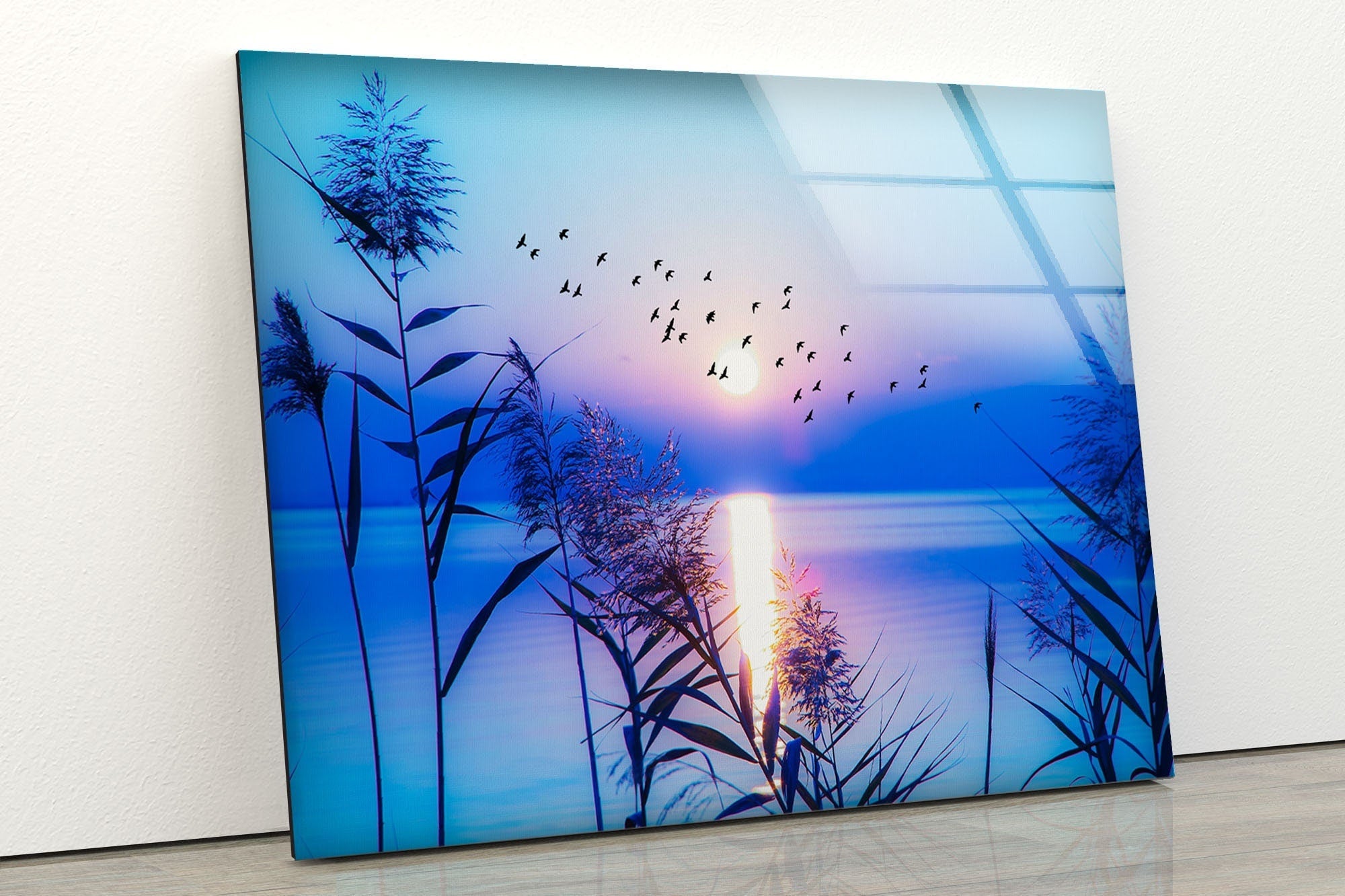Lake View Tempered Glass Wall Art