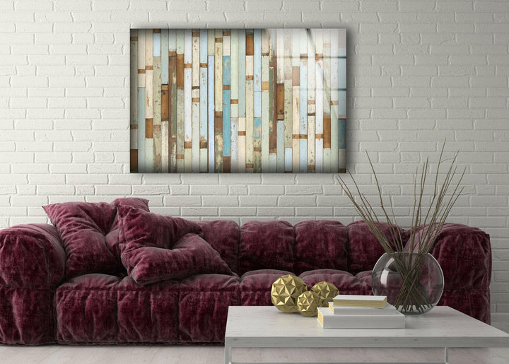 White Wooden Design Glass Wall Art custom glass pictures, glass art prints
