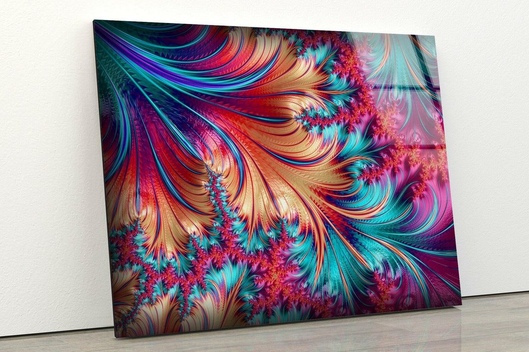 Fractal Pink Spiral Glass Wall Artworks & Decor