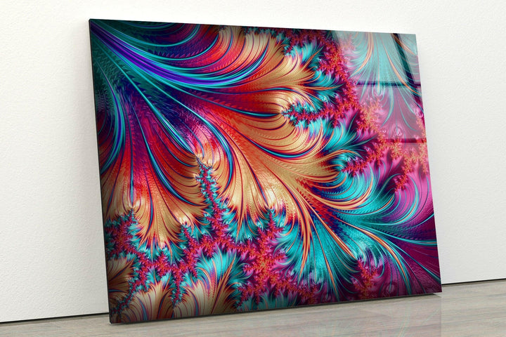 Fractal Pink Spiral Glass Wall Artworks & Decor
