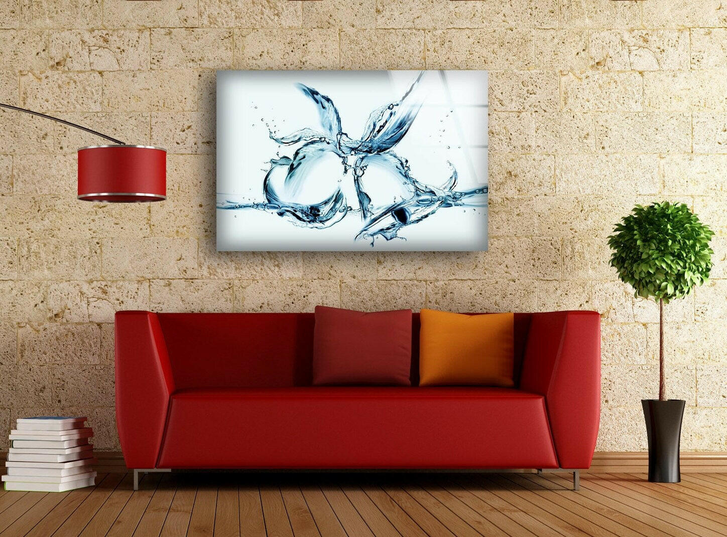 Water Splash Tempered Glass Wall Art