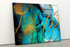 Blue and Golden Marble Tempered Glass Wall Art