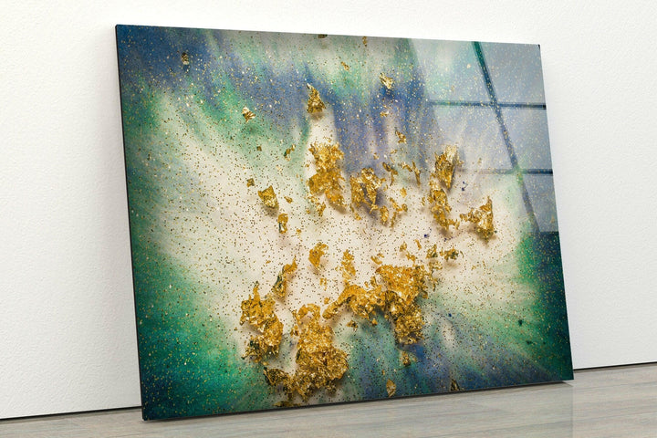 Golden Epoxy Design Abstract Glass Wall Art large glass photo prints, glass wall photos
