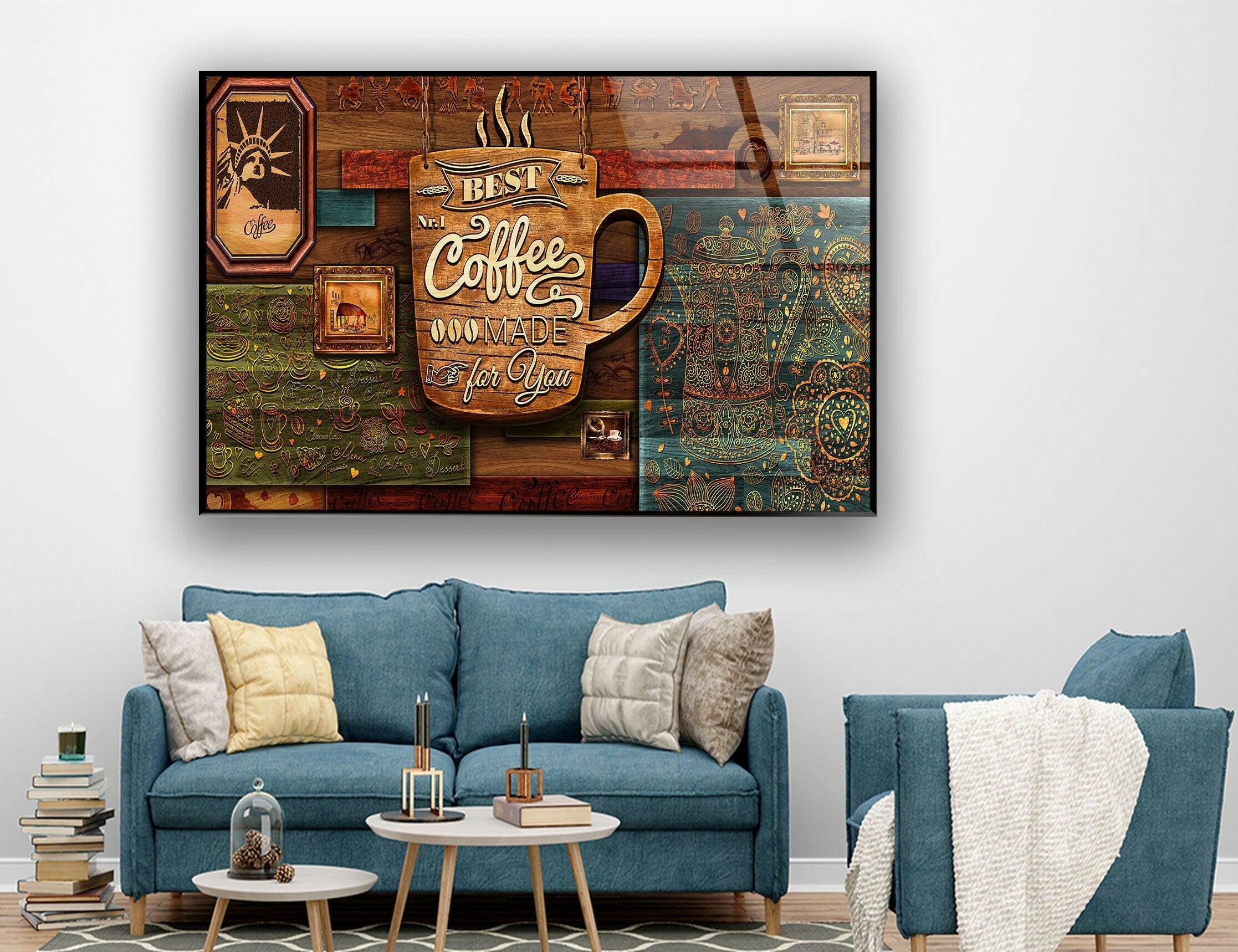 Coffee Decor Tempered Glass Wall Art