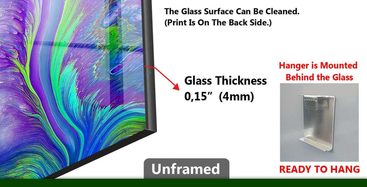 Rundes, zweiteiliges Wandbild aus violettem, abstraktem Glas