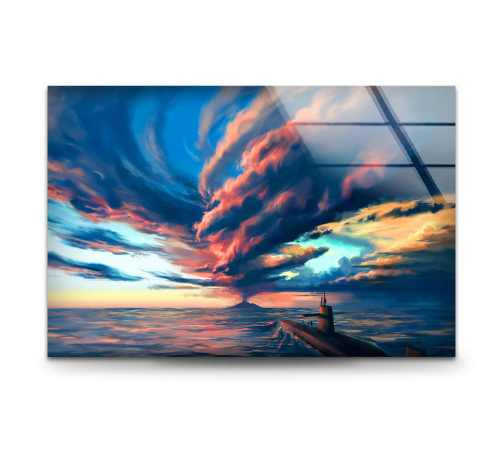 Volcano Storm Glass Wall Art custom glass pictures, glass art prints