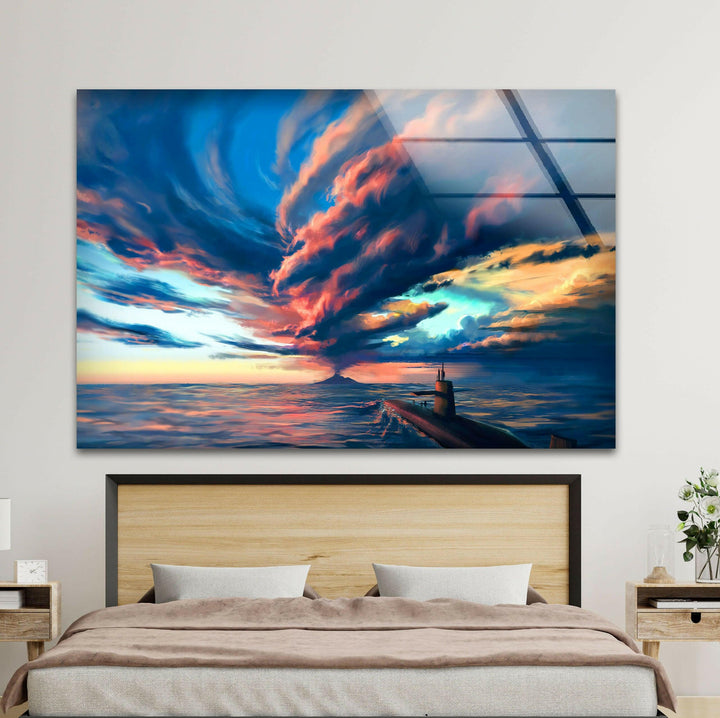 Volcano Storm Glass Wall Art glass photo prints, glass picture prints