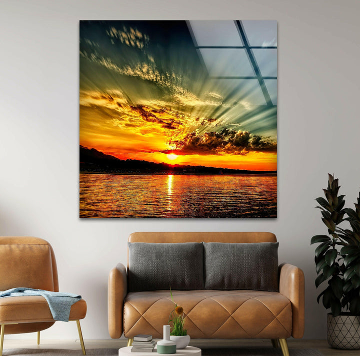 Ocean’s Golden Embrace: A mesmerizing sunset captured over serene waters.
