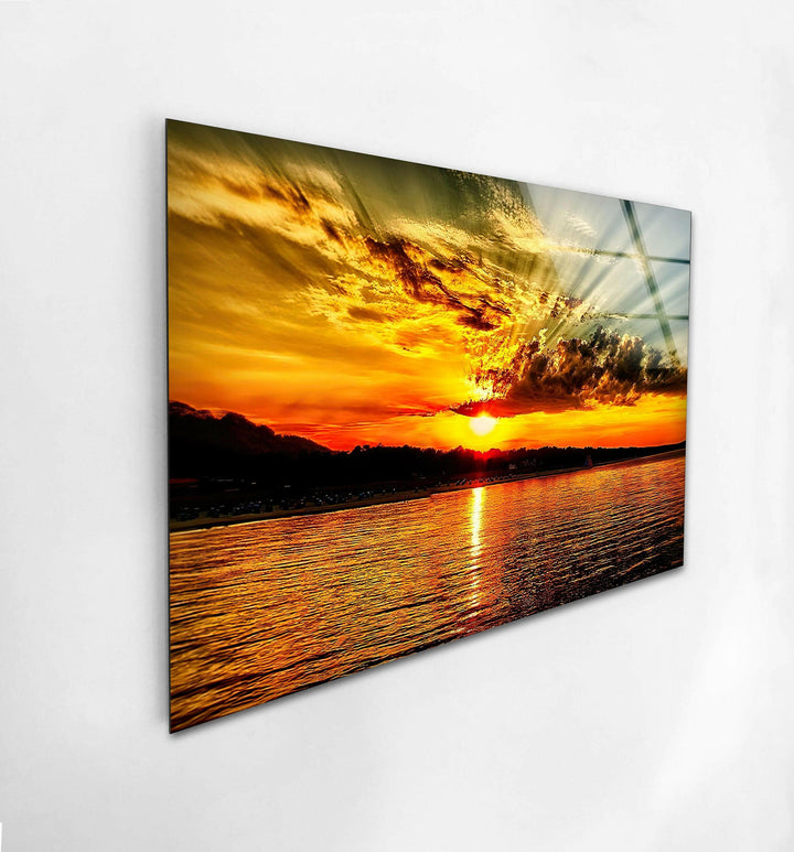Golden Horizon: Breathtaking ocean sunset artwork with stunning reflections.
