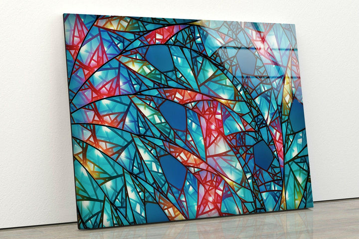 Blue Stained Abstract Glass Wall Art print picture on glass, Tempered Glass Wall Art