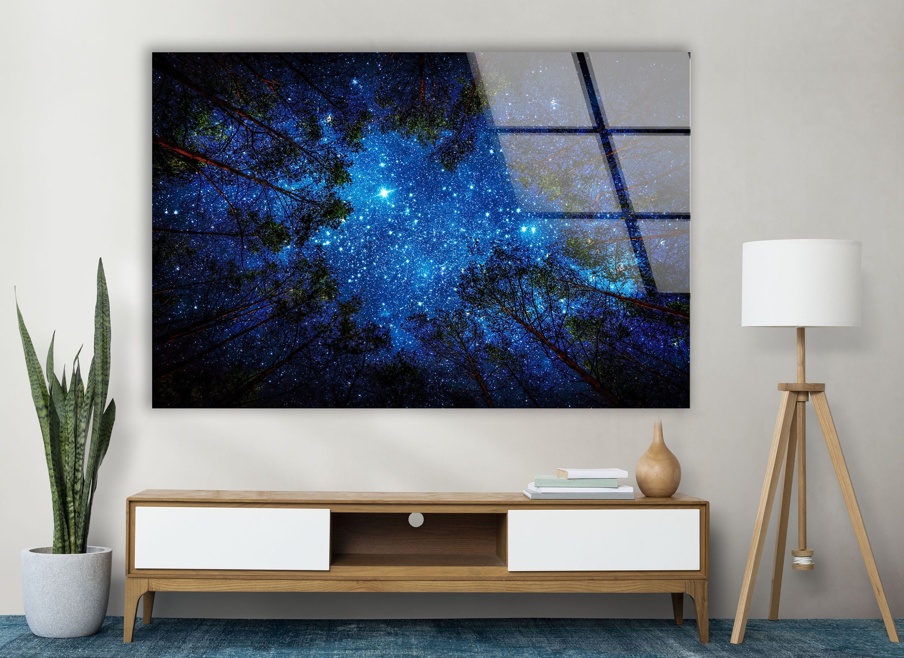 Milky Way Night Sky Starry Night Tempered Glass Wall Art