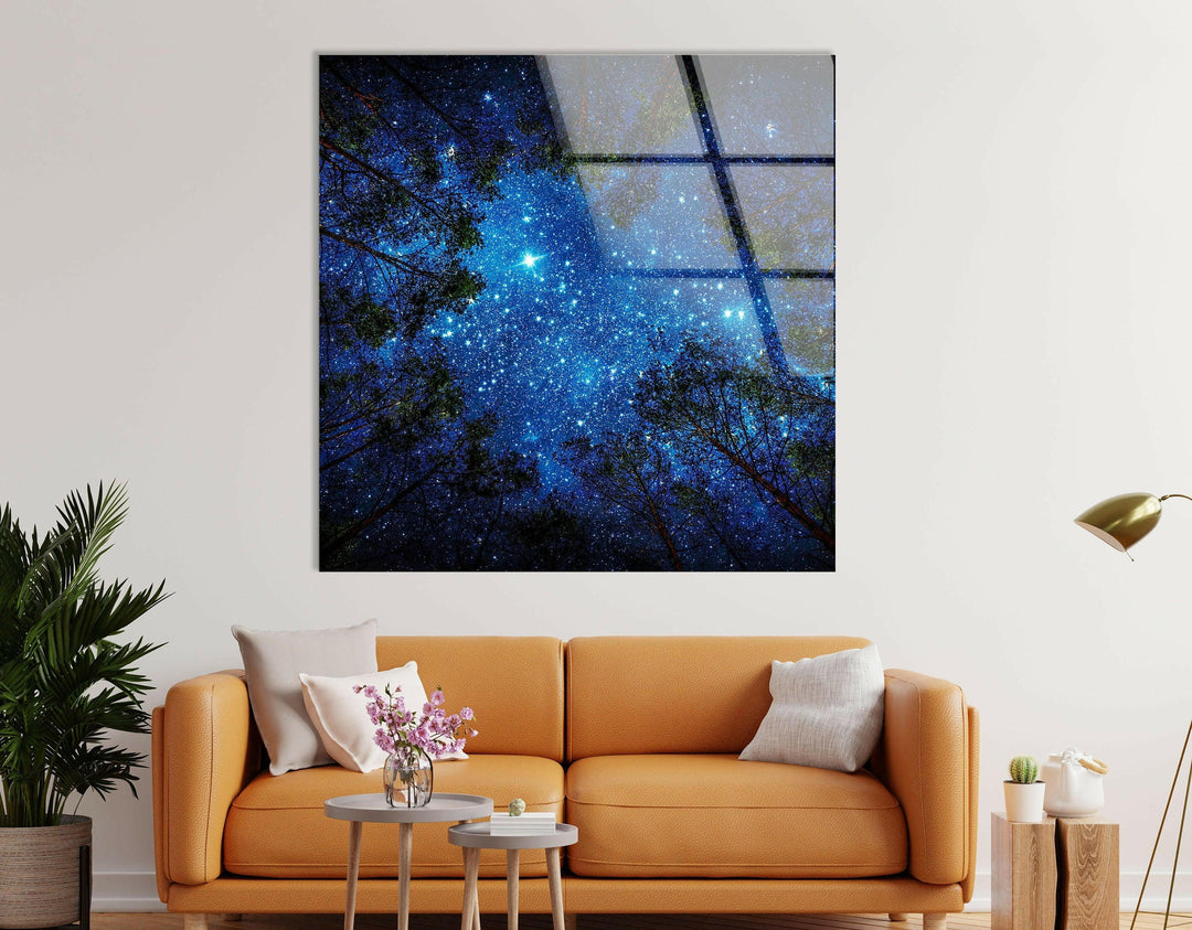 Night Sky Glass Wall Art, glass pictures for Wall, glass prints wall art