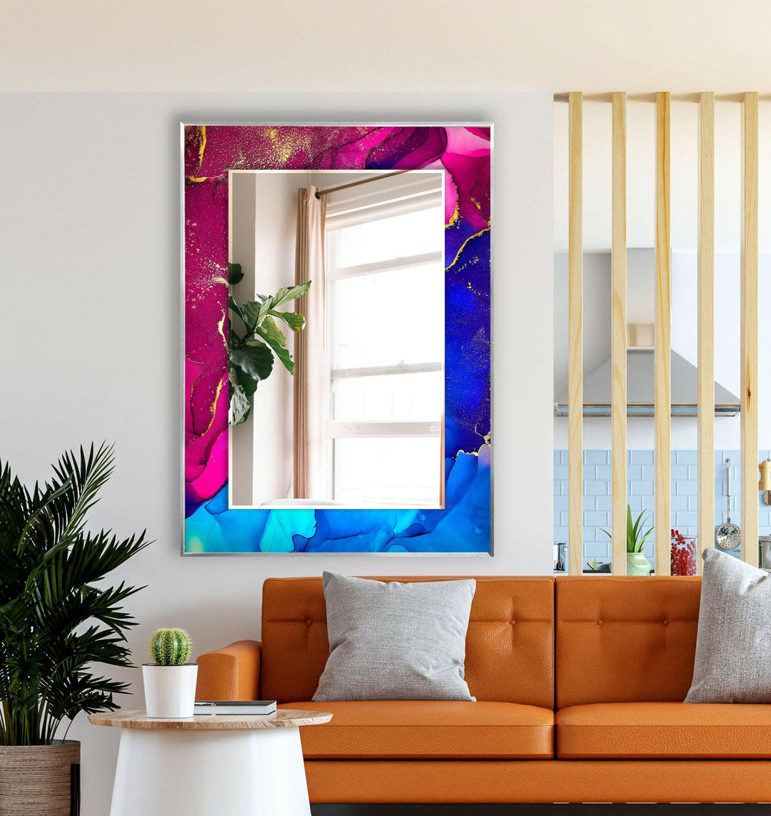 Blue & Pink Wall Mirror Blue Wall Mirror
