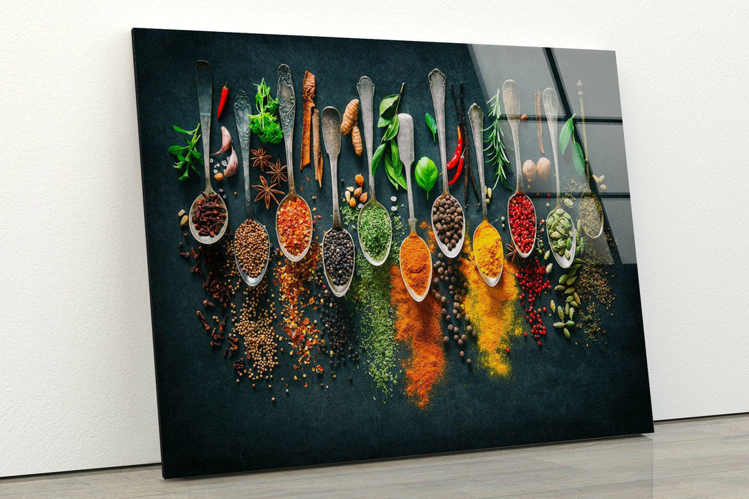 Spoon Spices Glass Wall Art - Our modern glass wall art will make your living room look better, or you can choose glass wall art for the living room to make a captivating center point. Our glass wall hanging choices make it easy and stylish to show off glass art, glass panel art, and glass panel artwork. With glass photo prints, you can keep your favorite memories alive forever as photographs or pictures on glass that look like they're coming to life.