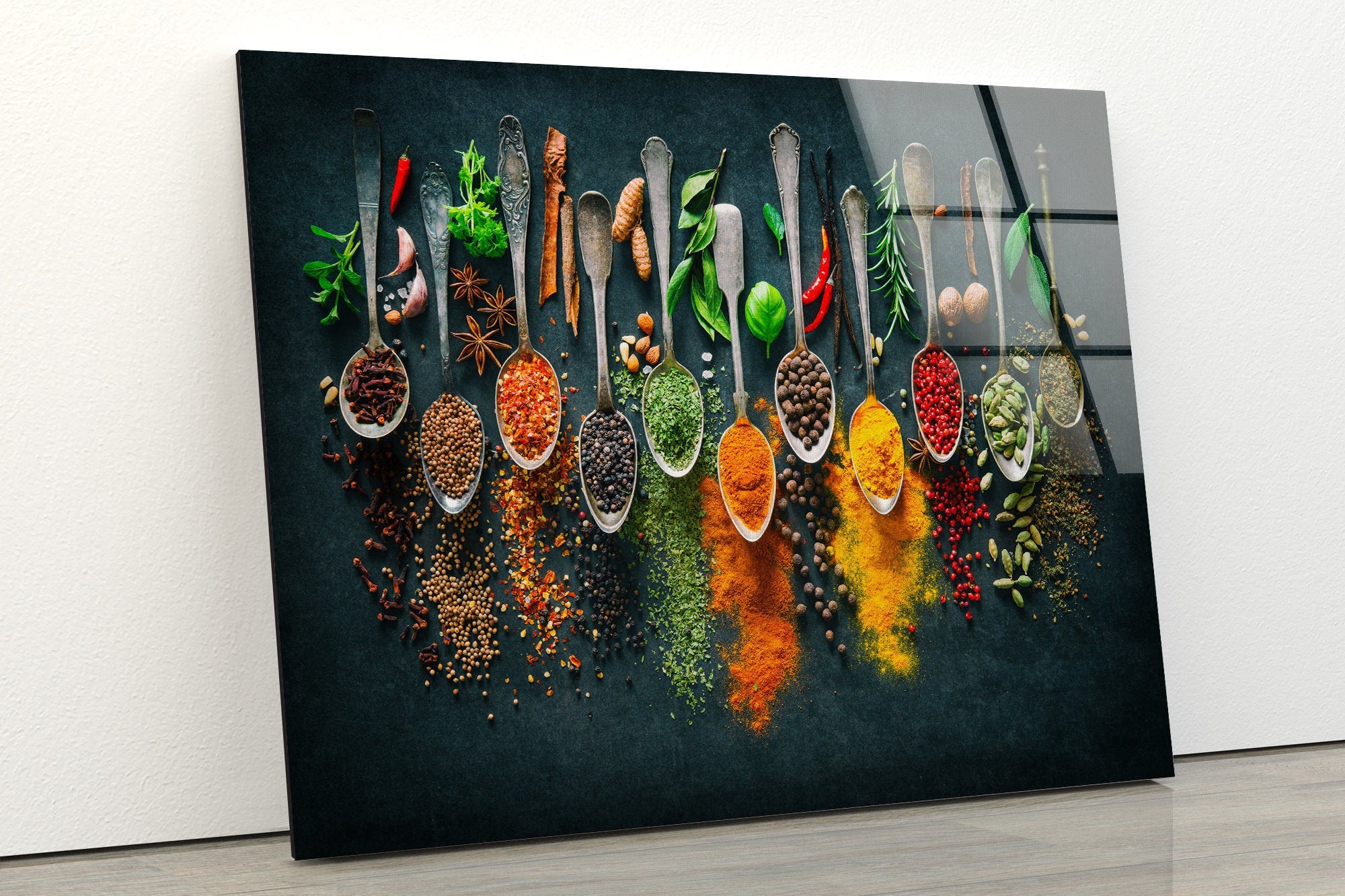 Spice & Herbs Tempered Glass Wall Art