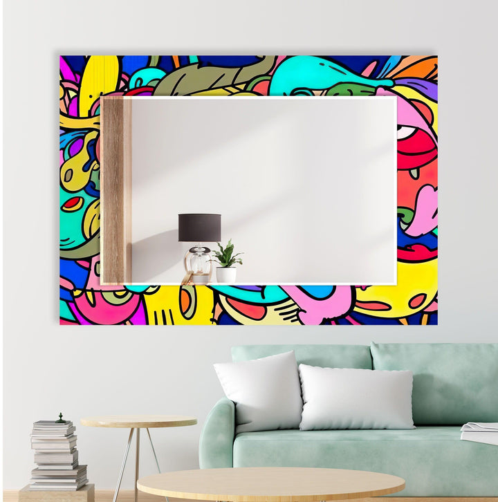 Stained Pop Art Wall Mirror Round Mirror
