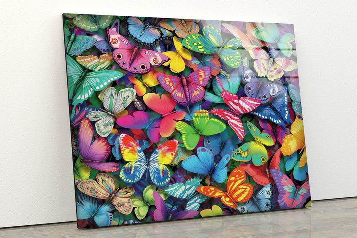 Colorful Butterflies Glass Wall Art             glass wall decor, glass wall art decor