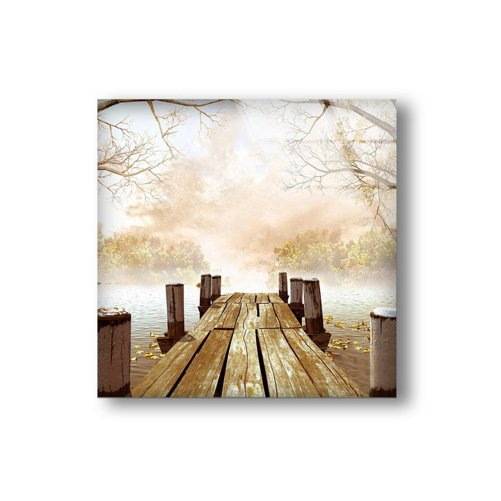 Sunlit Dock Over Still Waters – A Relaxing Coastal Artwork

